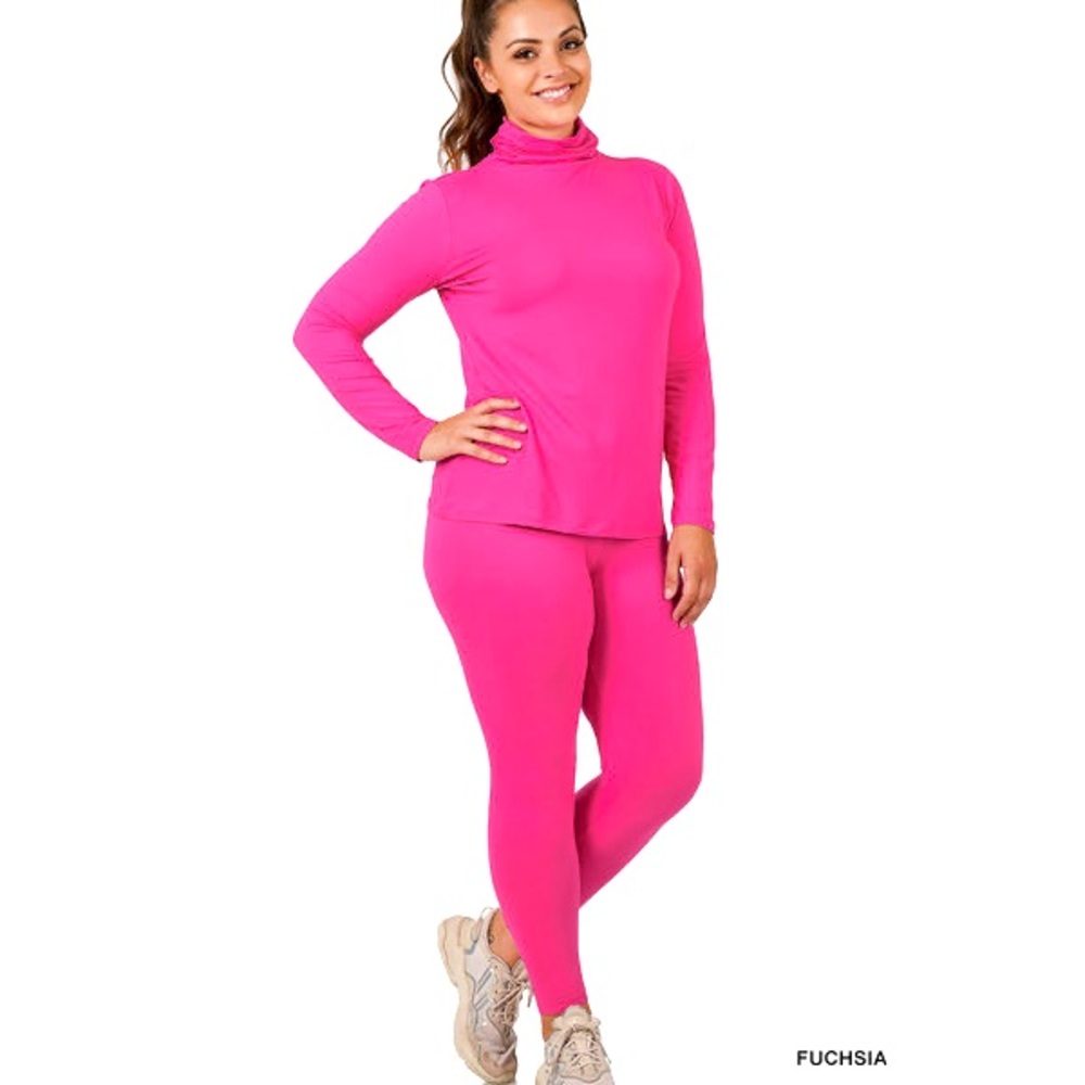 New Plus Size 2-pc Microfiber Top & Leggings Set Fuchsia 1X 2X 3X